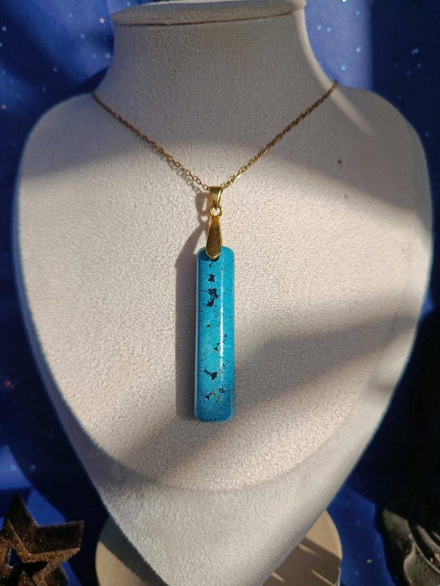 Collier "Capture de Ciel Azur Doré" – Bijou artisanal bleu et or inspiré du ciel | Vanasteria