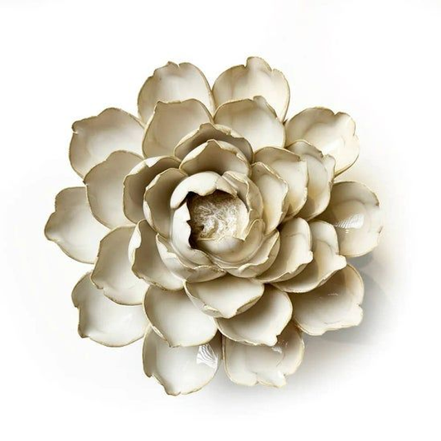 COASTAL WHITE CERAMIC FLOWER - ivory mofo flower
