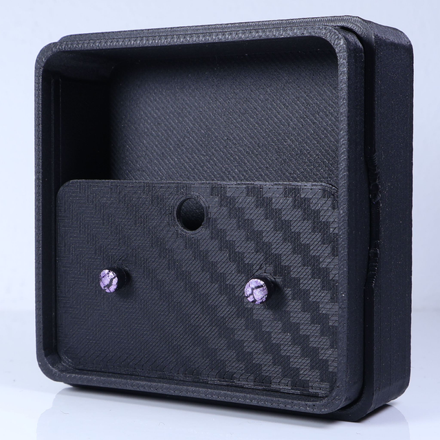 Hypoallergenic Small Electric Cracked Lavender Purple Black Polymer Clay Plastic Back Stud Earrings With Designer Carbon Fiber Jewellery Box