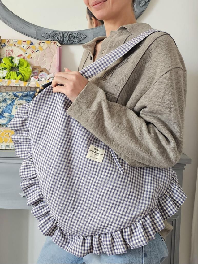 Tote bag coeur pliable en tissus upcyclés