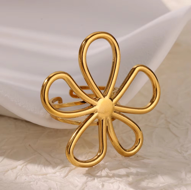 Bague FLORA | Ajustable en acier inoxydable 