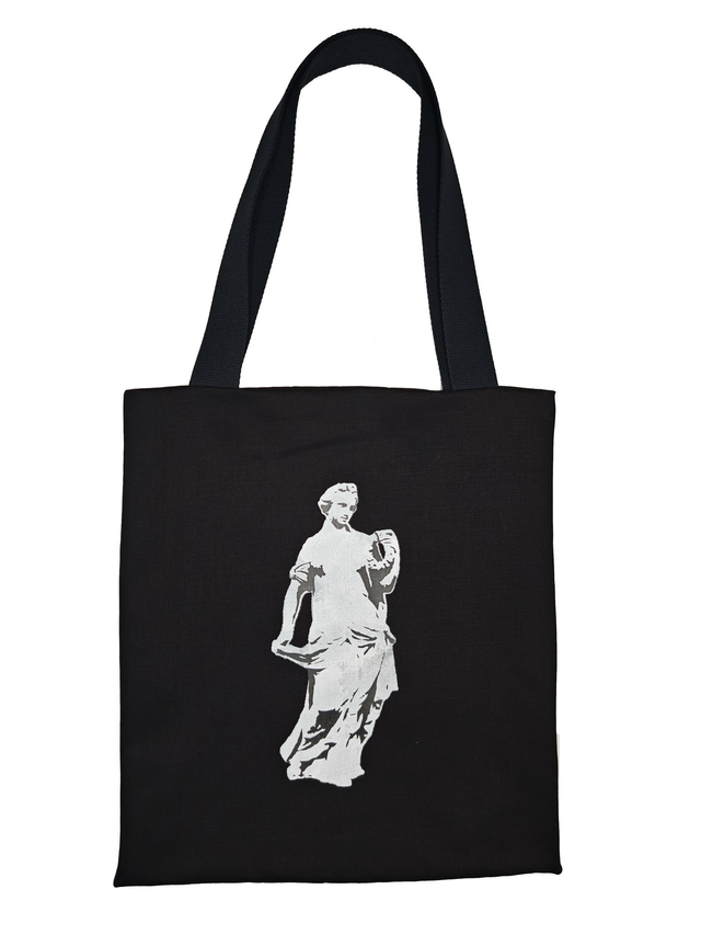 TOTE BAG  DENIM NOIR FLORE