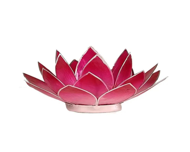 Bougeoir lotus rose bords argentés