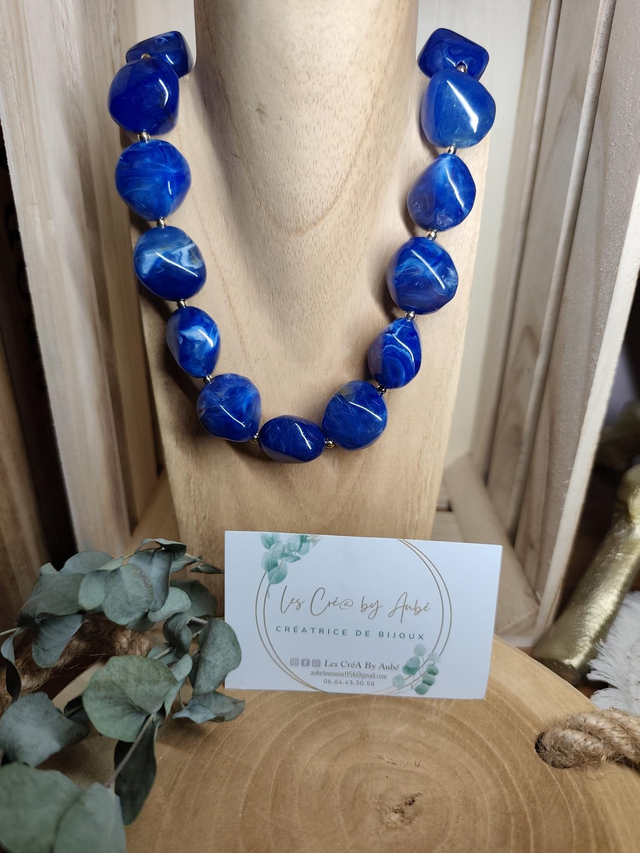 BIG COLLIER PERLES BLEU 0001273