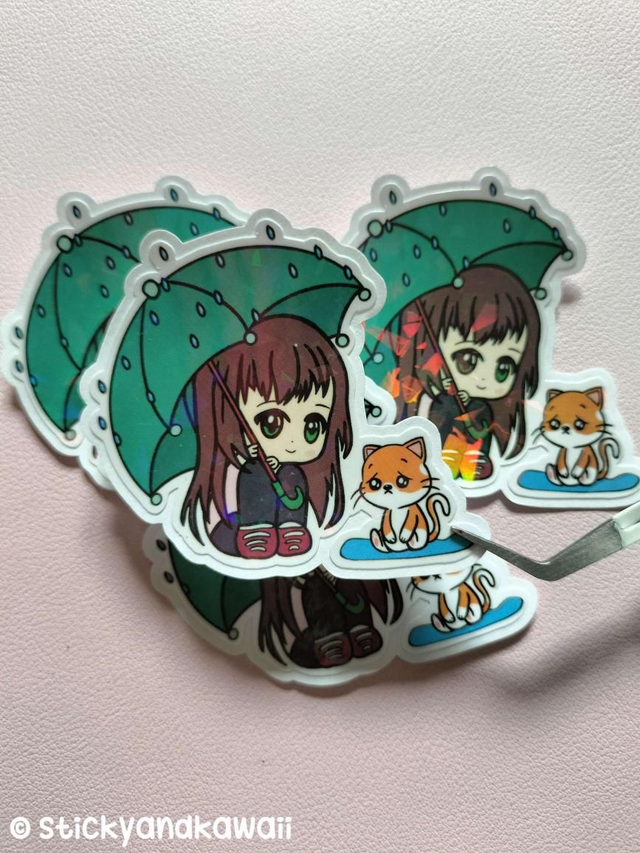 Amandine et le petit chat mouillé