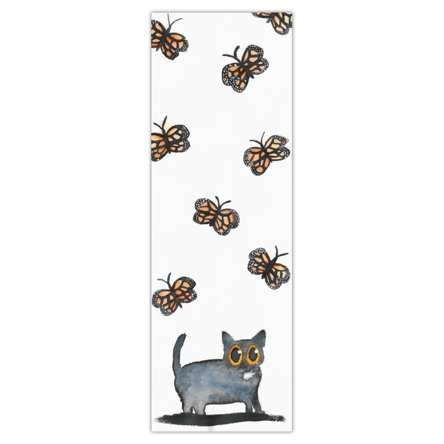 Black Cat Bookmark - 'Maximus Butterflies' Watercolour Painting