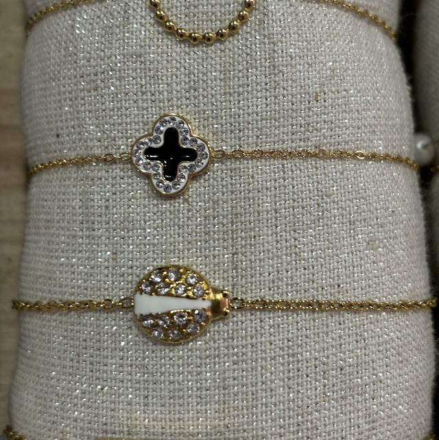 Bracelet acier coccinelle plaqué or 