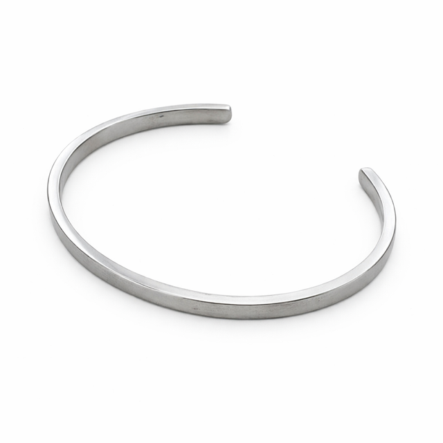 Pulsera caña acero plateado lisa 