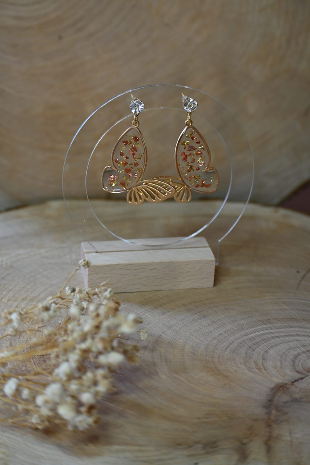 🦋Papill’Or 🦋Boucles d’oreilles en Résine UV - Bronze ✨
