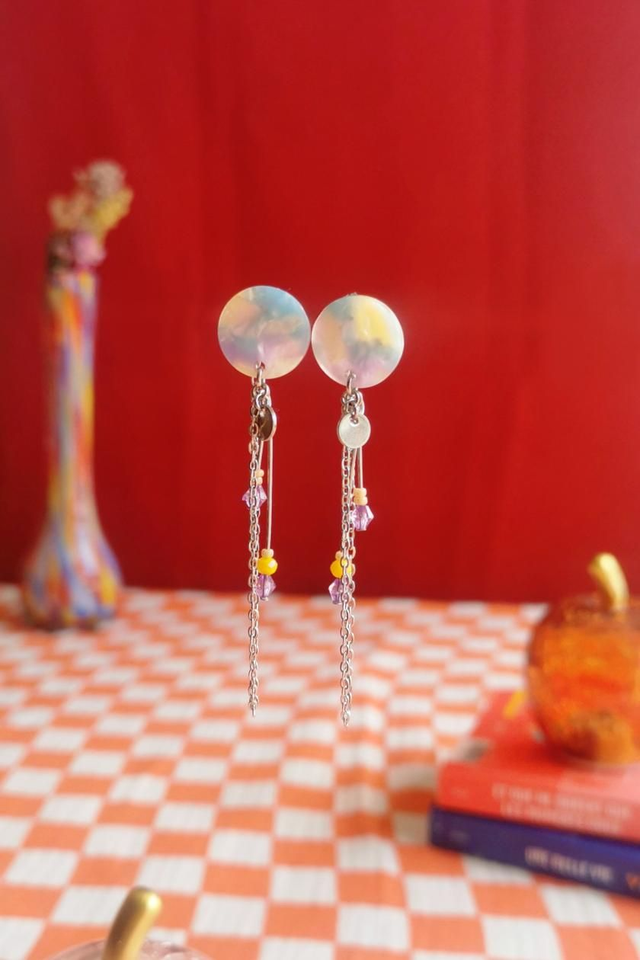 Boucles d'oreilles Puces Multicolores Bleues