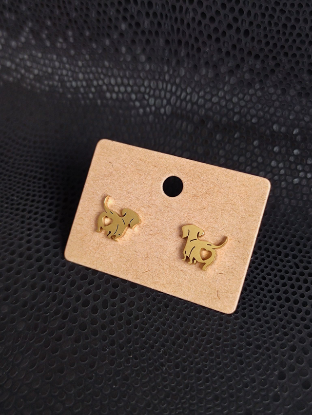 Edelstahl Ohrstecker | Dackel | Gold
