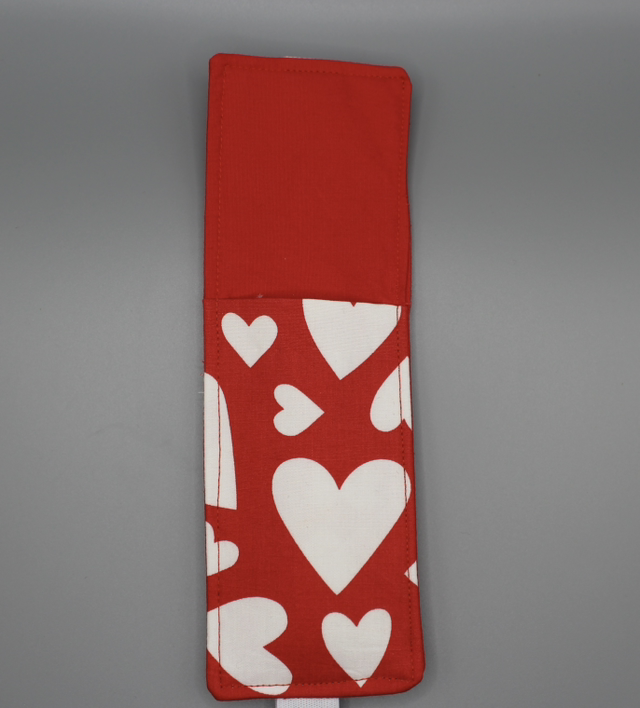 Red with white hearts book mark and pen holder