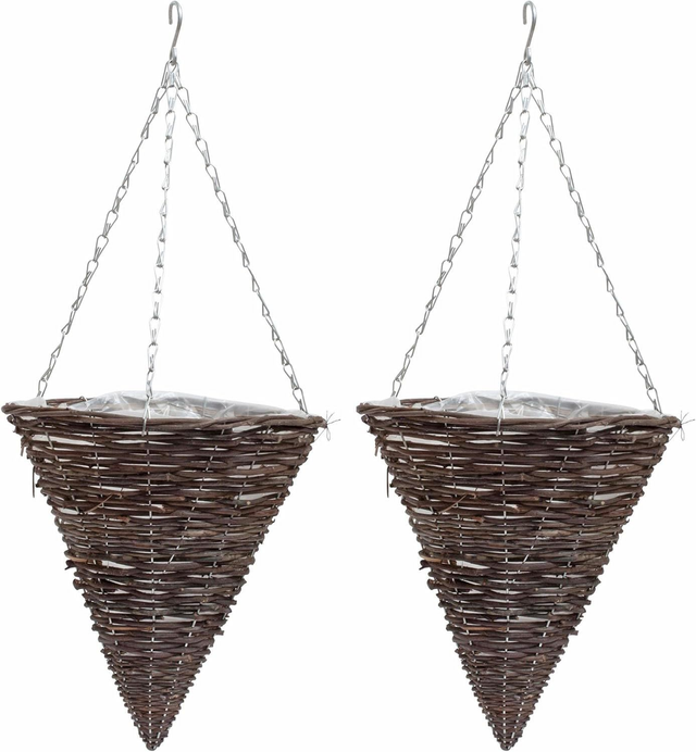 Medium Willow Wicker Hanging Basket - 14" Cone Basket