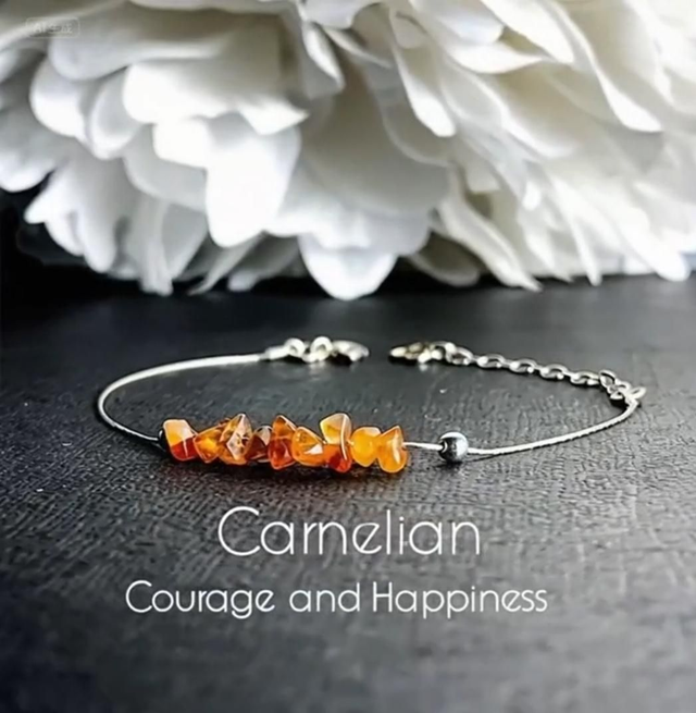 Bracelet en Cornaline - en acier inoxydable 