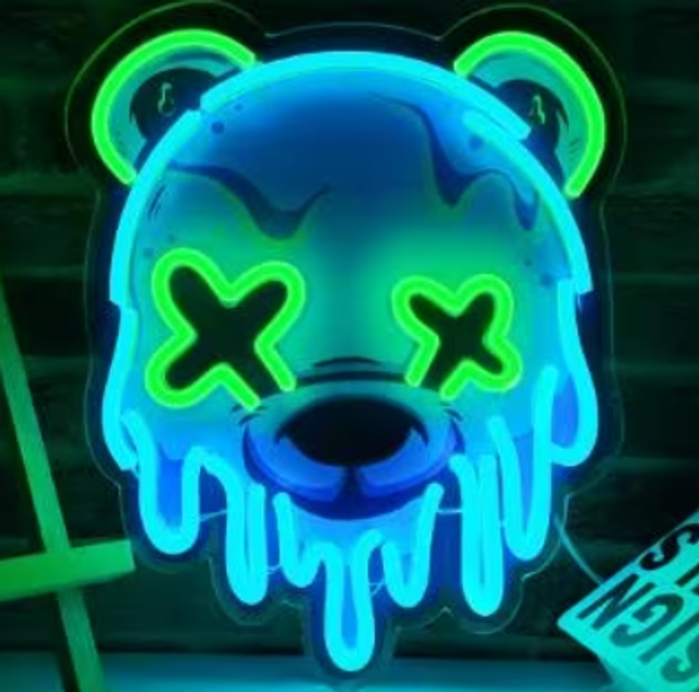 LED lamp neon stijl Blauwe IJsbeer (33x27cm)