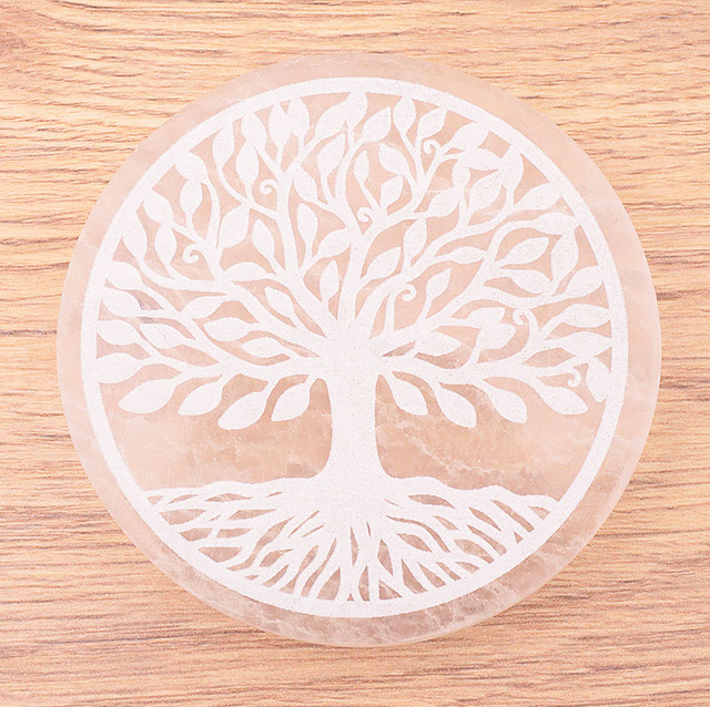 Plaque de sélénite arbre de vie 