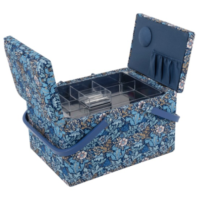 Sewing Box (L): Twin Lid: Woodblock Floral