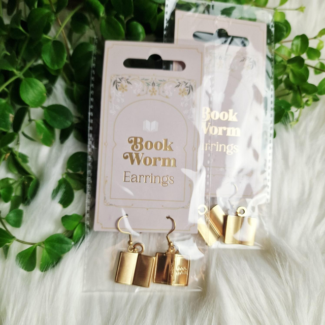 Book worm earrings 