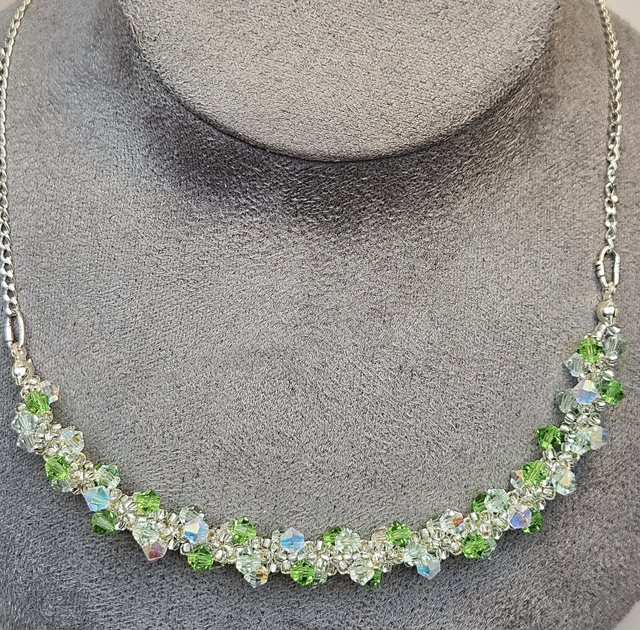 Handsewn crystal twist necklace 