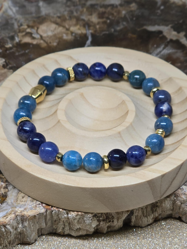 Bracelet Sodalite et Apatite en 0,8 cm