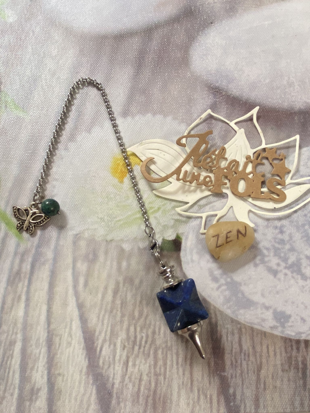 Pendule Merkaba &quot;Papillon de Lumière&quot; –  Lapis Lazuli