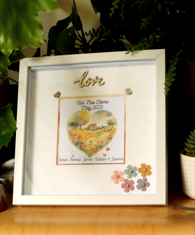 Personalised New Home/ Family frame. Beautiful Family keepsake. 