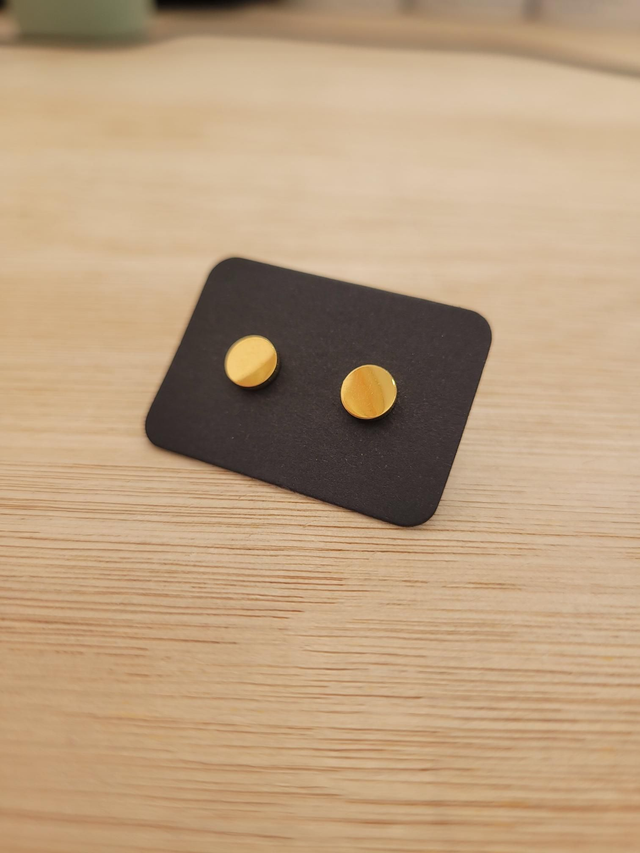 Gold stainless steel circle stud earrings - SL-019