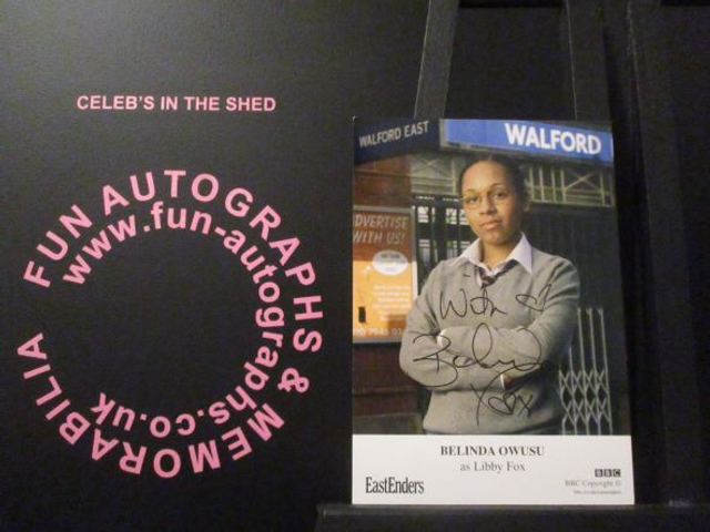 Belinda Owusu (Libby Fox) Authentic Autographed EastEnders 6x4 Cast Card