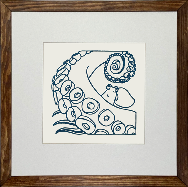 Linoldruck "Otto the curious octopus" 30x30cm