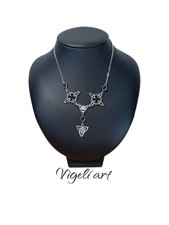 Collier celtique obsidienne 