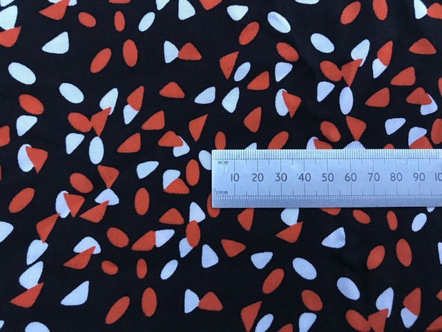 Dress making Fabric Orange white and Black