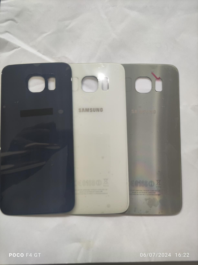 Cache arrière Samsung S6 bleu blanc or originale
