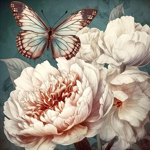 Panneau Papillons vintage en Polyester - 30x30cm  