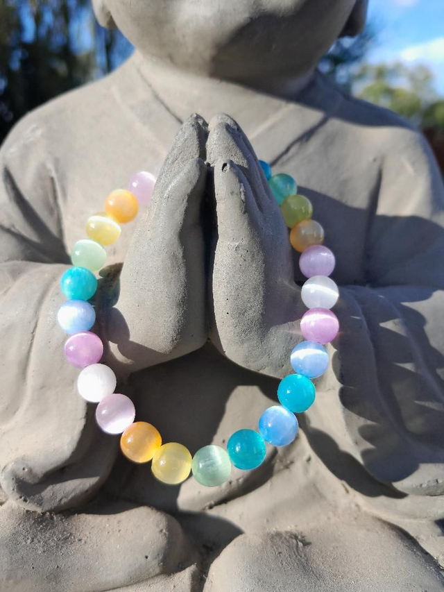 Bracelet enfant Sélénite Arc en ciel chauffée