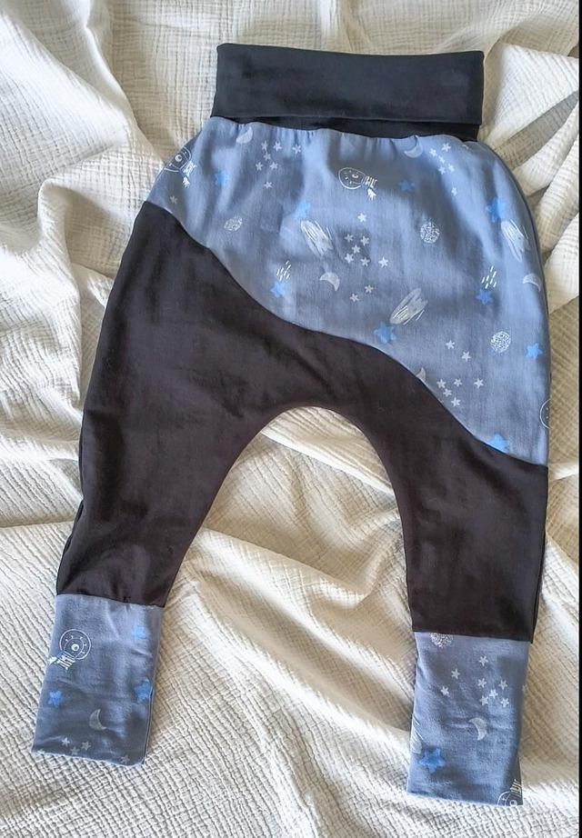 Sarouel Bébé Long Évolutif Jersey Coton Espace/Bleu Marine