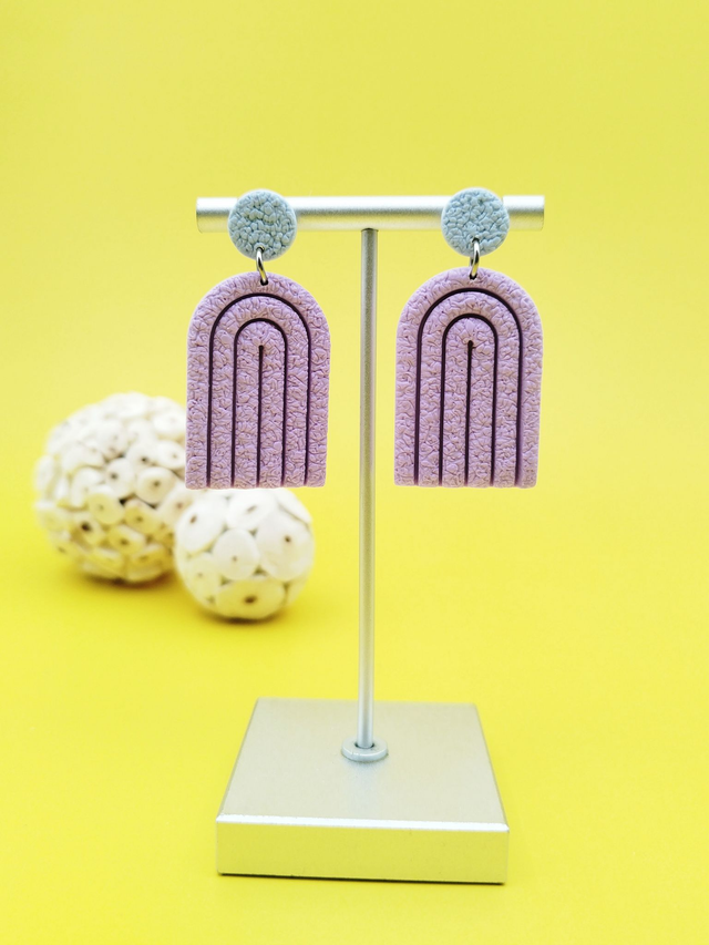 Boucles d&#039;oreilles &quot;Arkana&quot; Violet et Bleu pastels