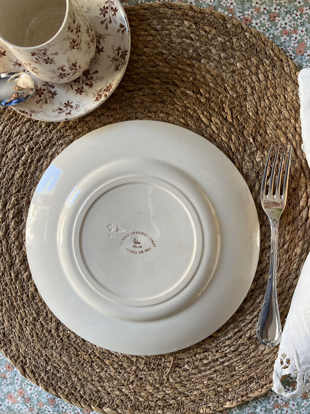 CHARDONNERET - Assiette à dessert de la manufacture Creil & Montereau - Terre de Fer