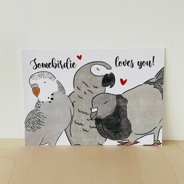 Ansichtkaart "Somebirdie loves you!", 10 x 15 cm