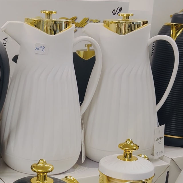 Thermos blanc/doré par 2 (gros trait ) - LUXURY