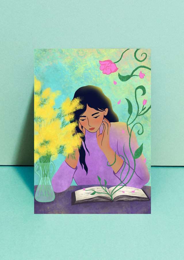 Print Liseuse aux fleurs