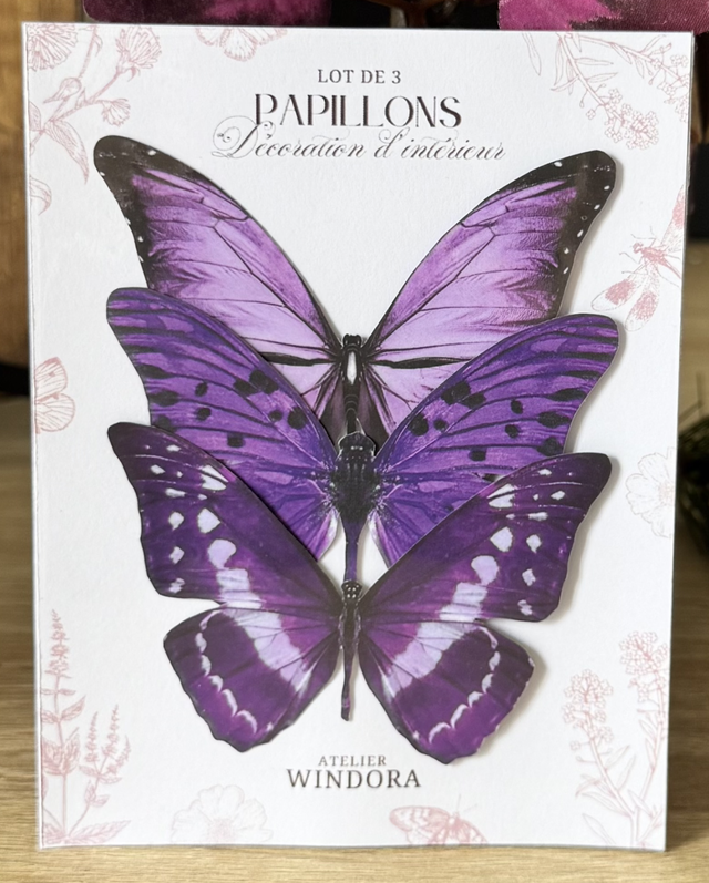 Lot de 3 Papillons Violet | Décoratifs