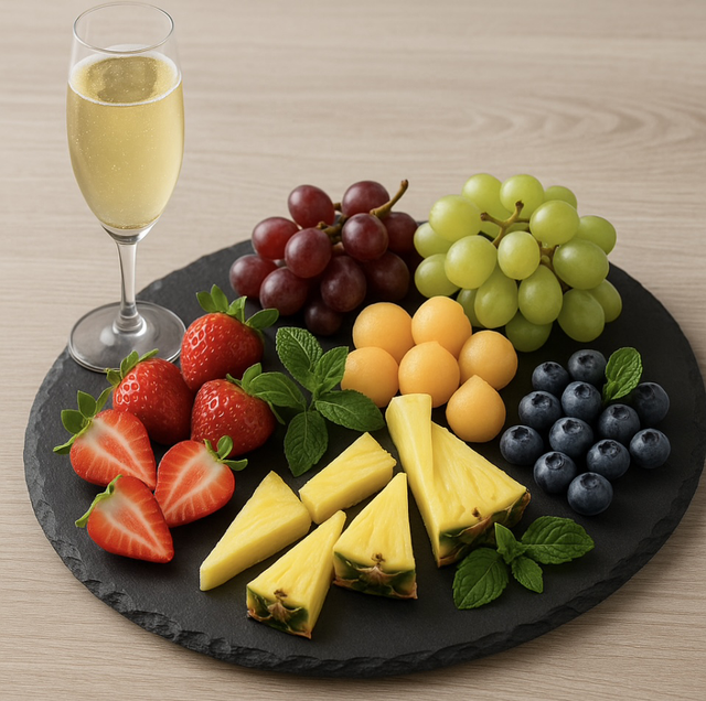Frische Obstplatte mit Prosecco