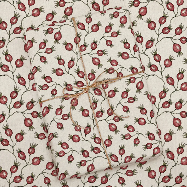 Rose Hip On Linen Wrapping Paper