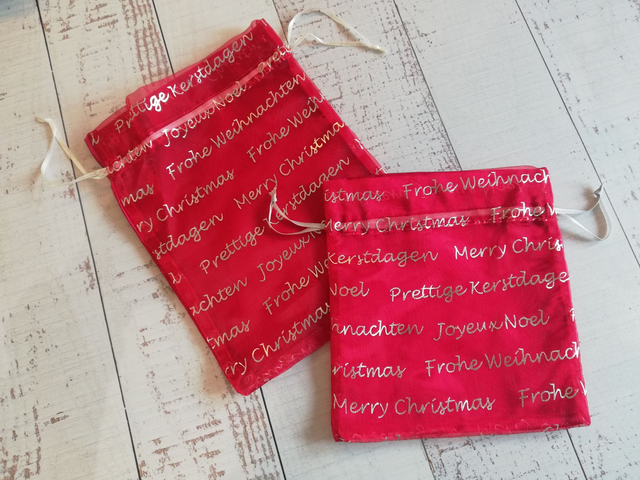 Reusable Eco-friendly Gift Bags -  Organza with Christmas Greetings