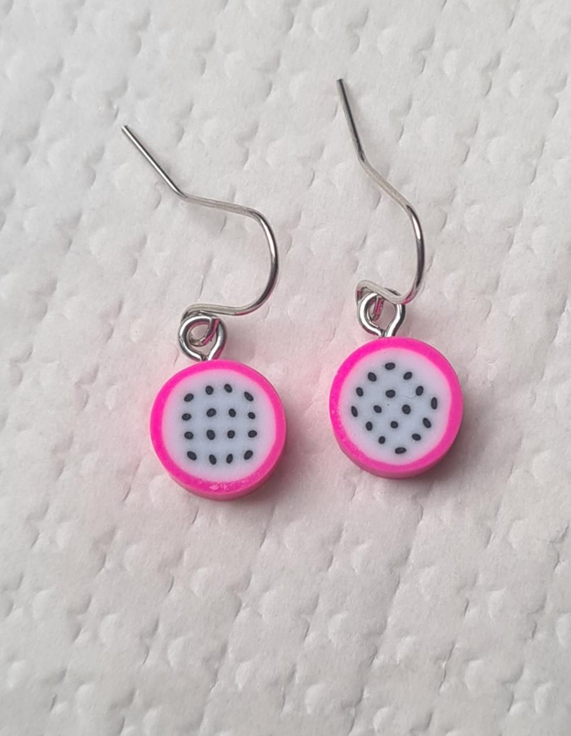 Earrings clay dragon fruit novelty