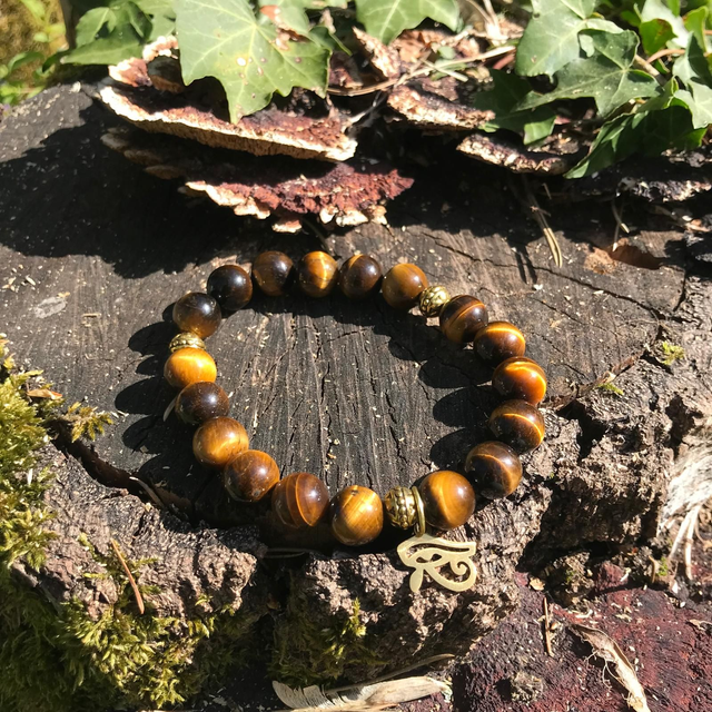 BRACELET MALA en Œil de Tigre d'Afrique du Sud PM