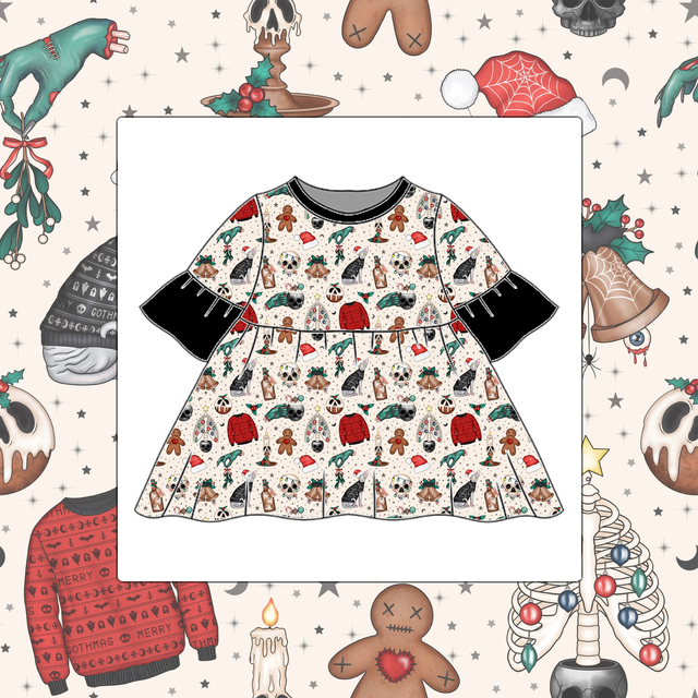 Christmas Spirit Childrens Bell Sleeve Dress