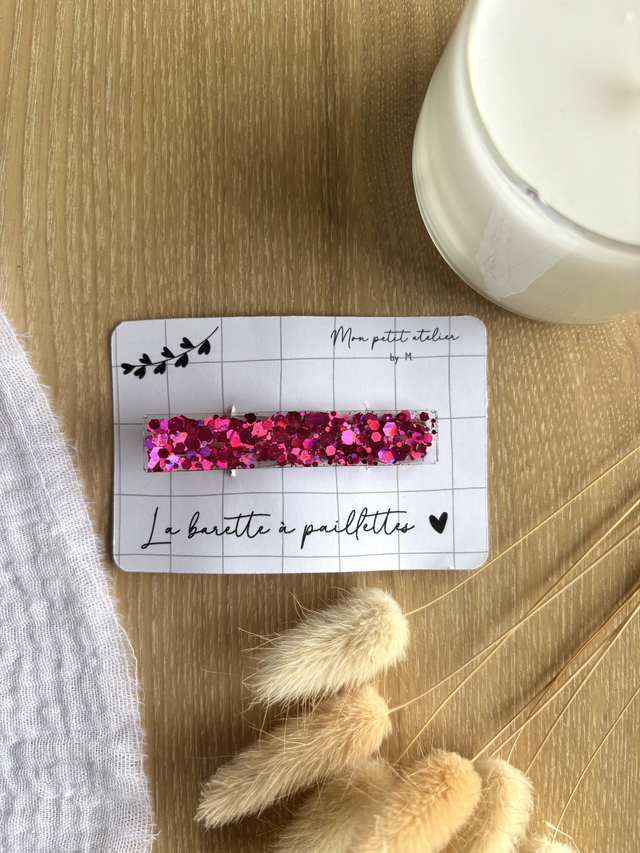 La barette à paillettes - Fuchsia