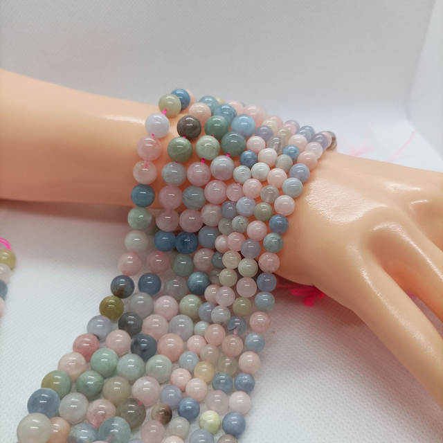 Béryl Perles Rondes Polies - Fil Complet