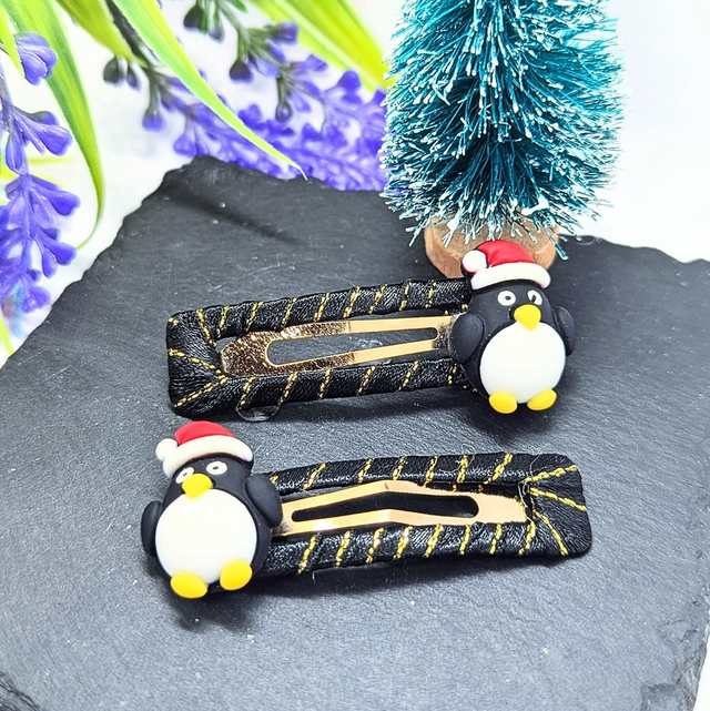Christmas Penguin Snap Hair Clips 